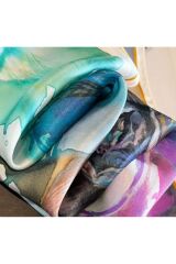 Zarif, Çiçek Desenli Güneşten Koruyan, Rüzgar Geçirmez, Çift Taraf Baskılı, Şal, Fular, Eşarp 70x70