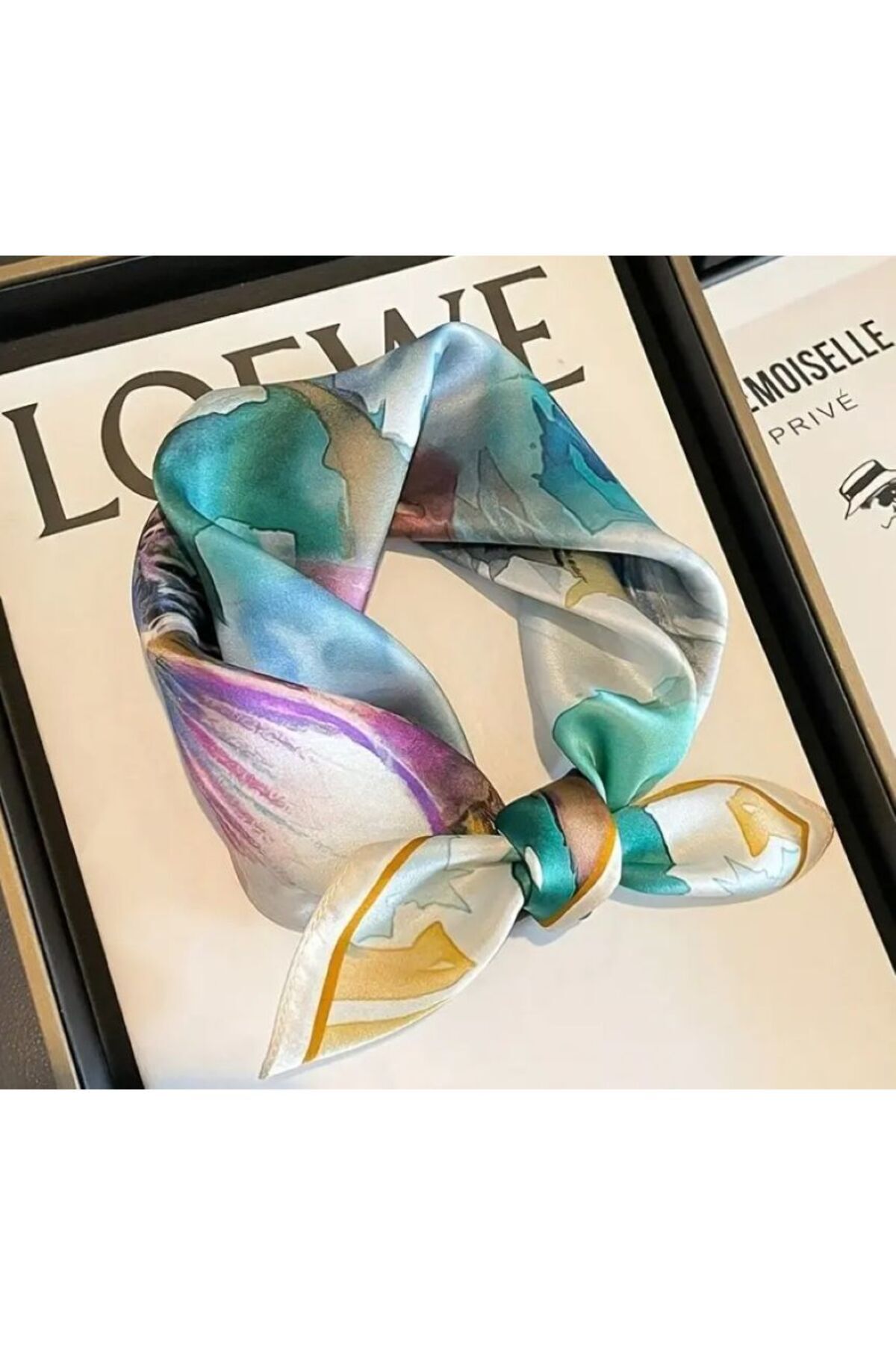 Zarif, Çiçek Desenli Güneşten Koruyan, Rüzgar Geçirmez, Çift Taraf Baskılı, Şal, Fular, Eşarp 70x70