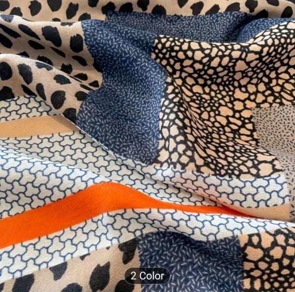 Leopar Detaylı, Çok Renkli, Rüzgar Geçirmez, Çift Taraf Baskılı, Uzun Fular, Eşarp 70x180