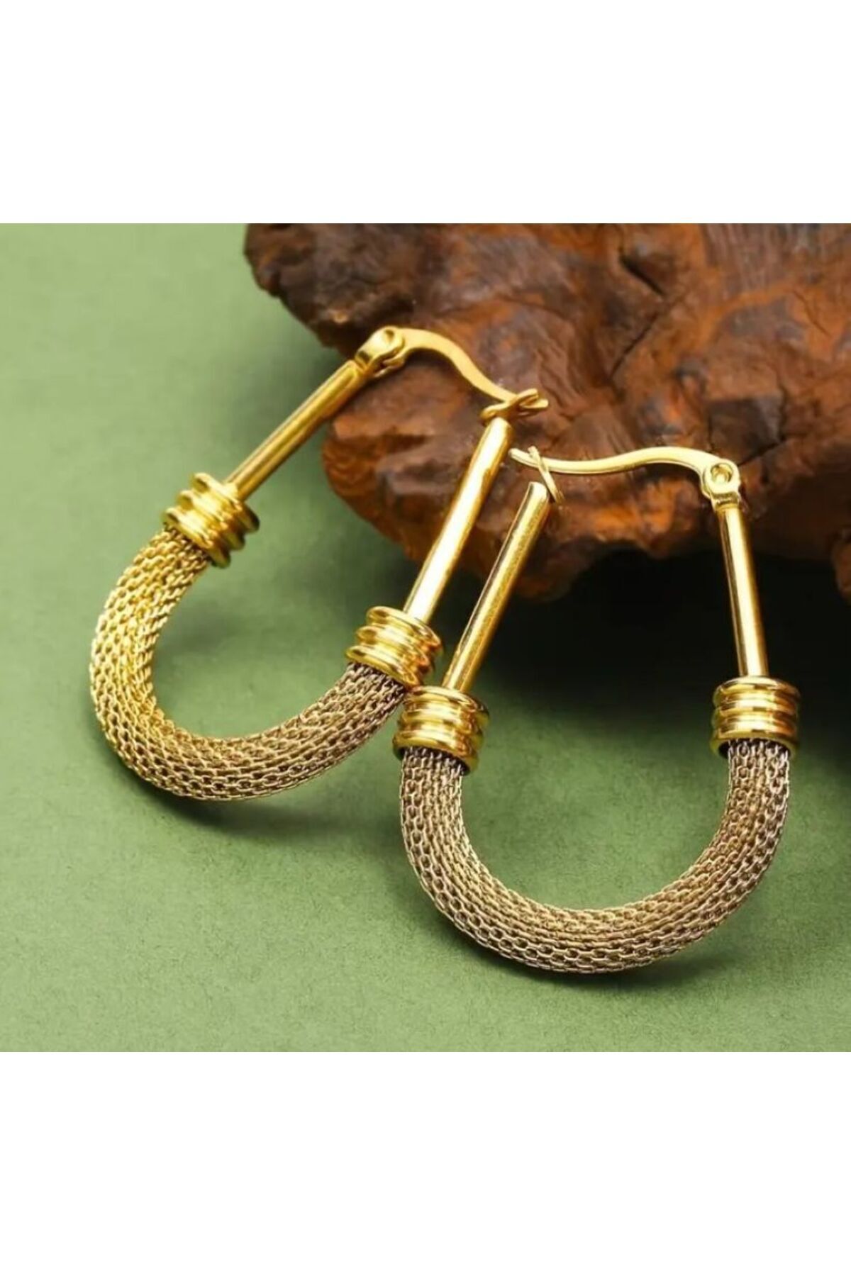 18 Ayar Altın Kaplama, Paslanmaz Çelik, Retro Küpe