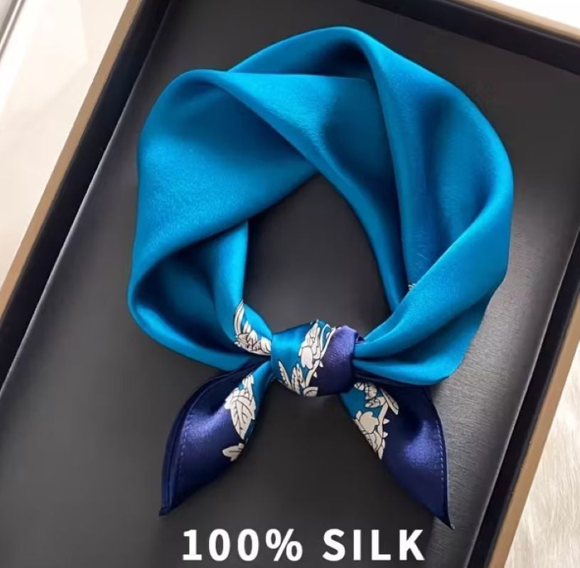 Blue ve Blue, Saf İpek, Kare Fular 53cmx53cm