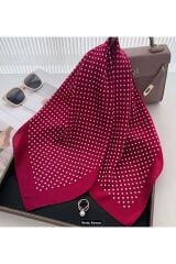 Kırmızı, beyaz puantiyeli, Rüzgar Geçirmez, Çift Taraf Baskılı, Şal, Fular, Eşarp 70x70