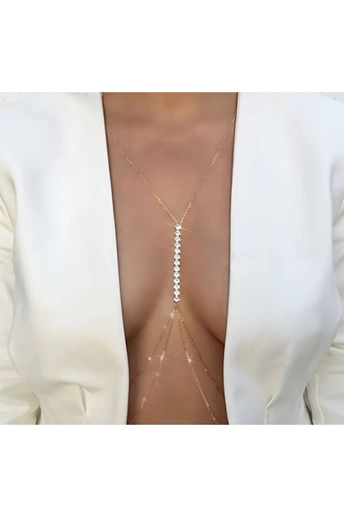 Parlak Taşlı Vücut Zinciri