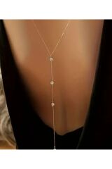 Su Damlası, Yapay Elmas Detaylı, Arka Plan, Sırt Dekolte Kolyesi