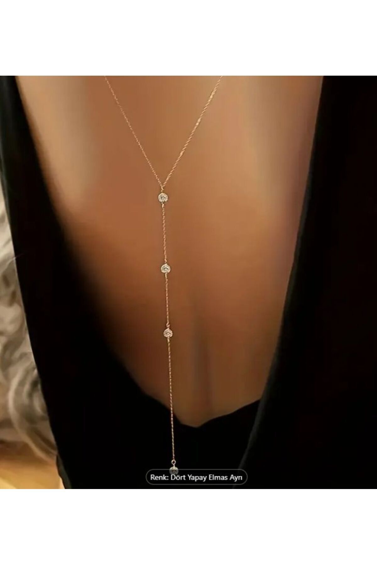 Su Damlası, Yapay Elmas Detaylı, Arka Plan, Sırt Dekolte Kolyesi