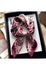 Paisley Baskılı, Rüzgar Geçirmez, Çift Taraf Baskılı, Şal, Fular, Eşarp 70x70