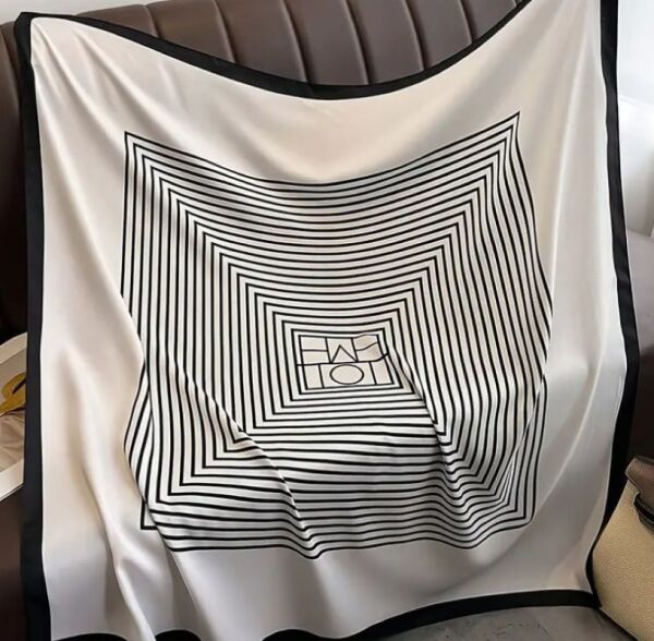 Geometrik Çizgili Güneşten Koruyan, Rüzgar Geçirmez, Çift Taraf Baskılı, Şal, Fular, Eşarp