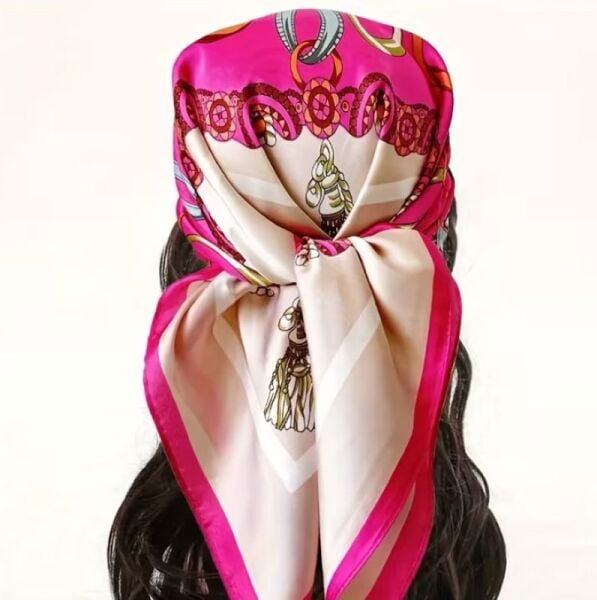 Indian Pembe, Güneşten Koruyan, Rüzgar Geçirmez, Çift Taraf Baskılı, Fular, Eşarp 70x70