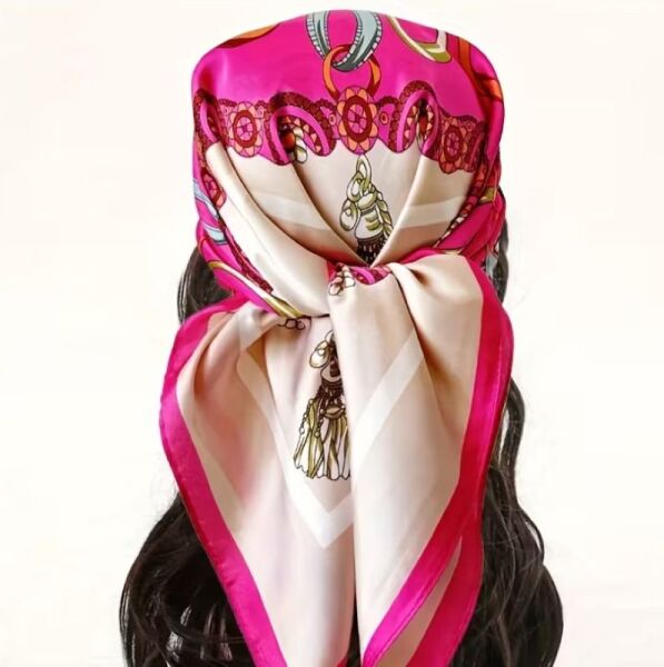 Indian Pembe, Güneşten Koruyan, Rüzgar Geçirmez, Çift Taraf Baskılı, Fular, Eşarp 70x70