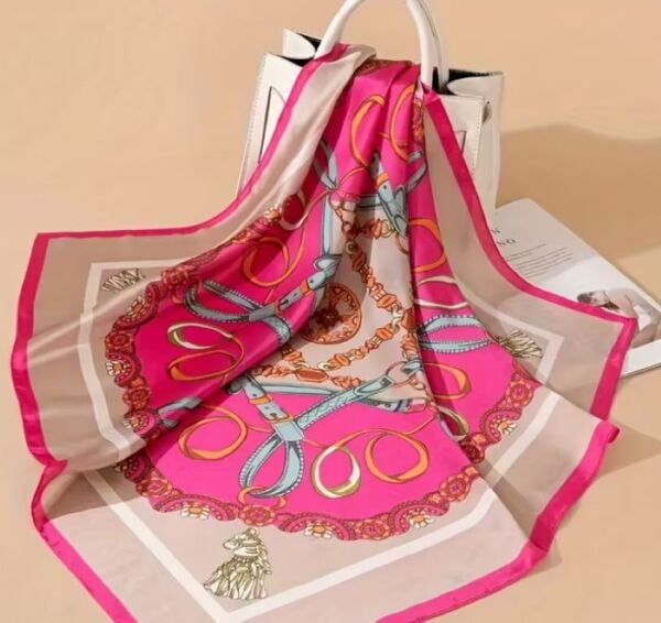 Indian Pembe, Güneşten Koruyan, Rüzgar Geçirmez, Çift Taraf Baskılı, Fular, Eşarp 70x70