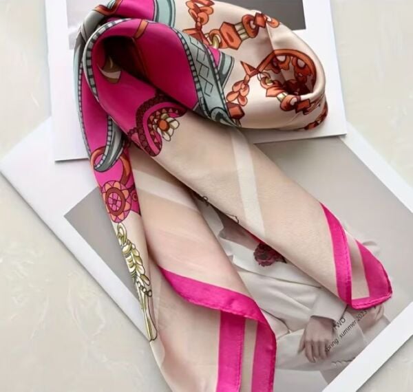 Indian Pembe, Güneşten Koruyan, Rüzgar Geçirmez, Çift Taraf Baskılı, Fular, Eşarp 70x70