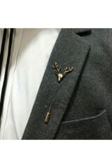 Vintage Geyik Başı Broş, Erkek Takım Elbise İğnesi