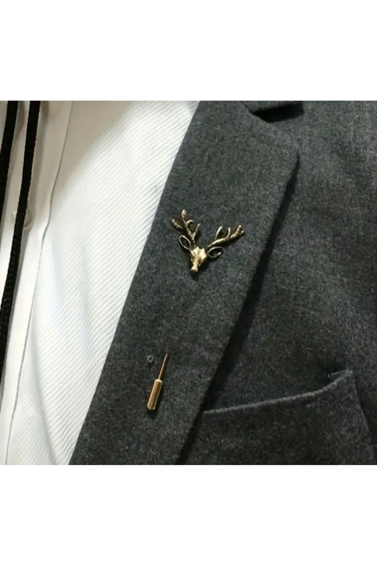 Vintage Geyik Başı Broş, Erkek Takım Elbise İğnesi