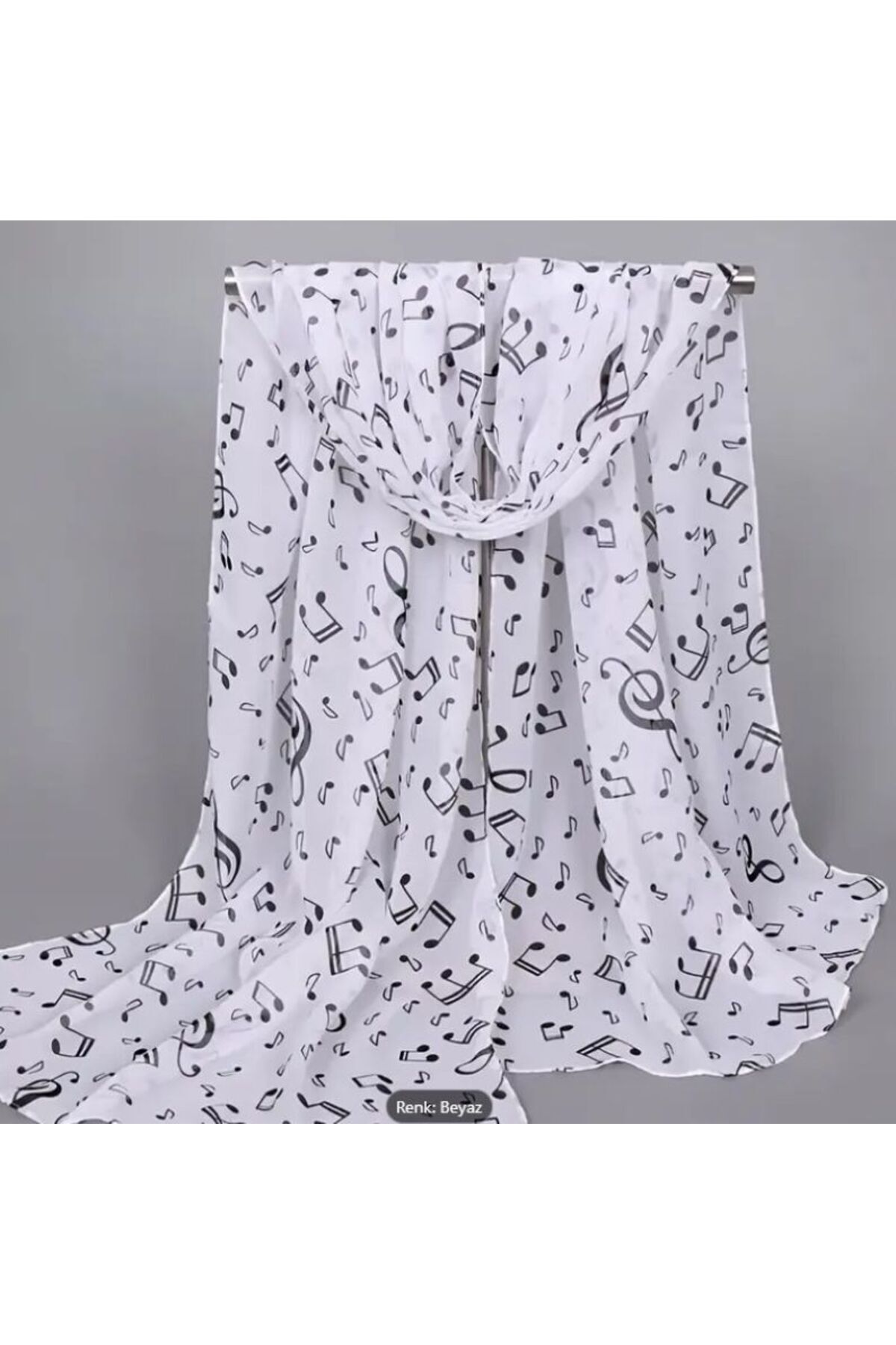 Müzik Notası Temalı, Güneşten Koruyan, Rüzgar Geçirmez, Çift Taraf Baskılı, Şal, Fular, Eşarp 150Cm
