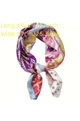 Renkli Çiçekli, Güneşten Koruyan, Rüzgar Geçirmez, Çift Taraf Baskılı, Şal, Fular, Eşarp 70x70