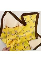 Sarı Yapraklar, Güneşten Koruyan, Rüzgar Geçirmez, Çift Taraf Baskılı, Şal, Fular, Eşarp 70x70