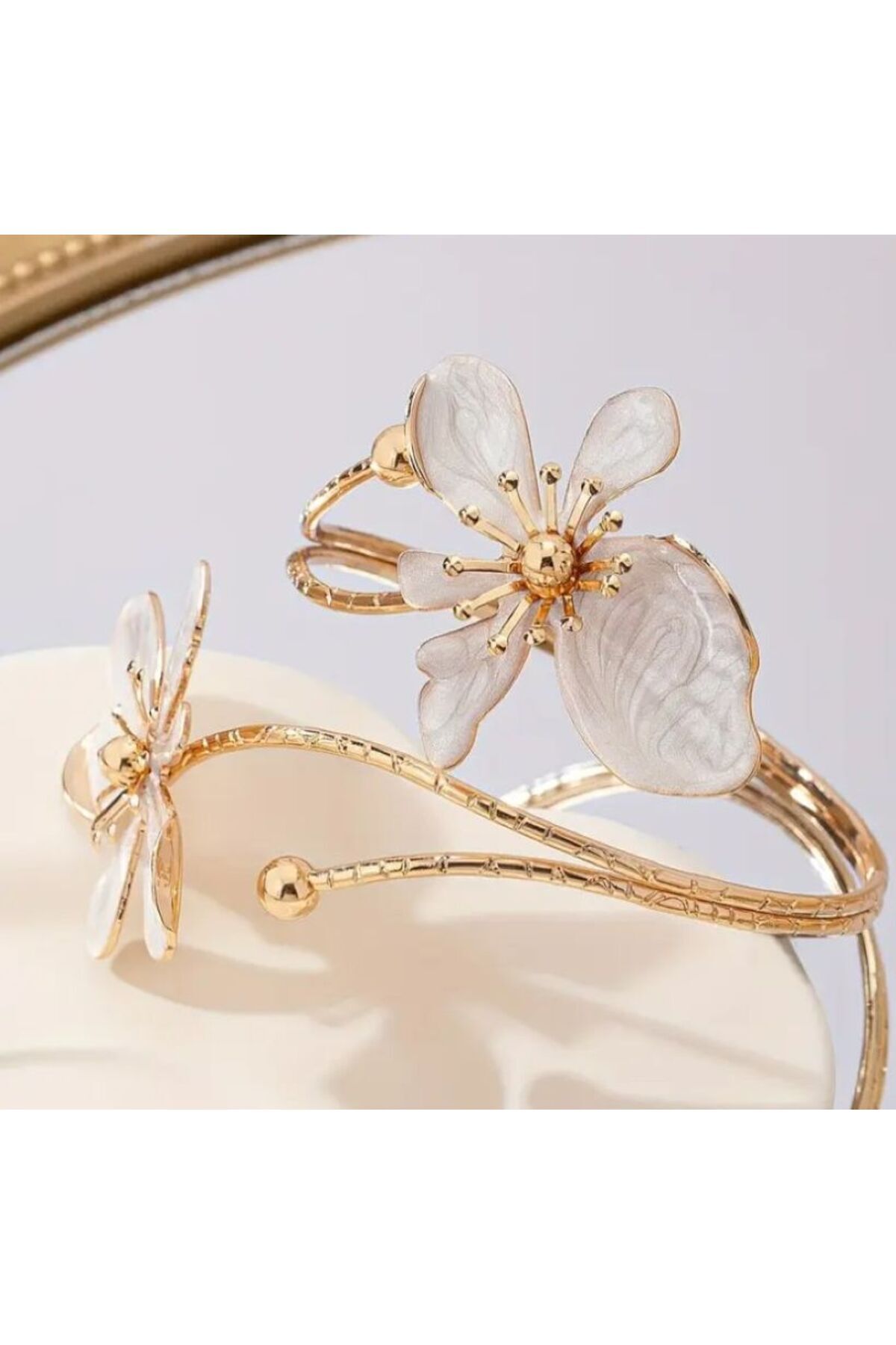 Çiçekli, Çift Katmanlı, Vintage Kol Bileziği