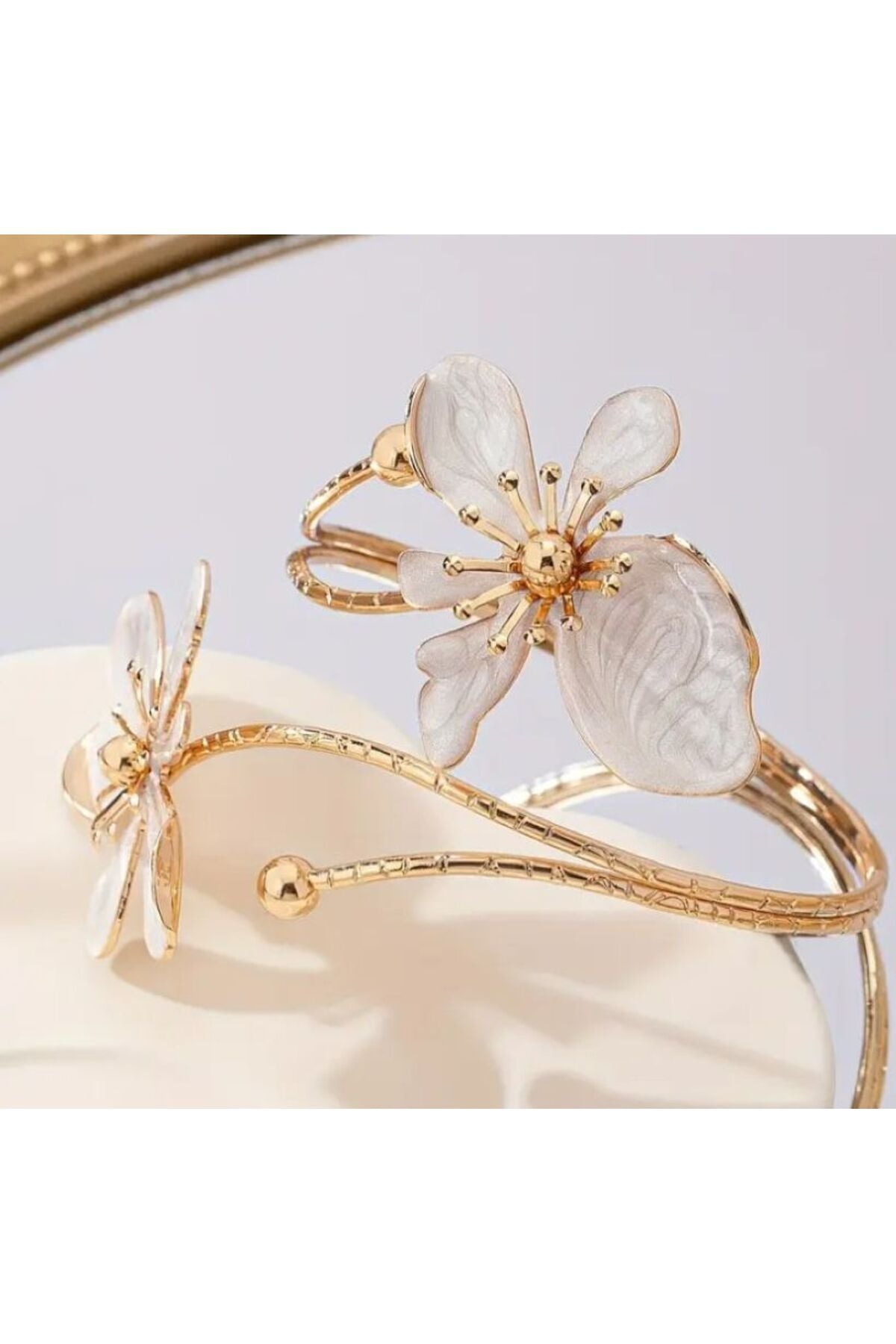 Çiçekli, Çift Katmanlı, Vintage Kol Bileziği