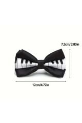 Siyah Beyaz Müzik Notalı Erkek Papyon