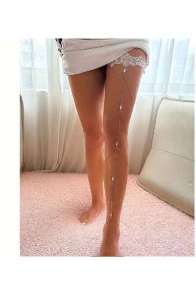 Dantel ve Yapay Kristal detaylı, Jartiyer, Bacak aksesuarı, Gelinlik Aksesuarı