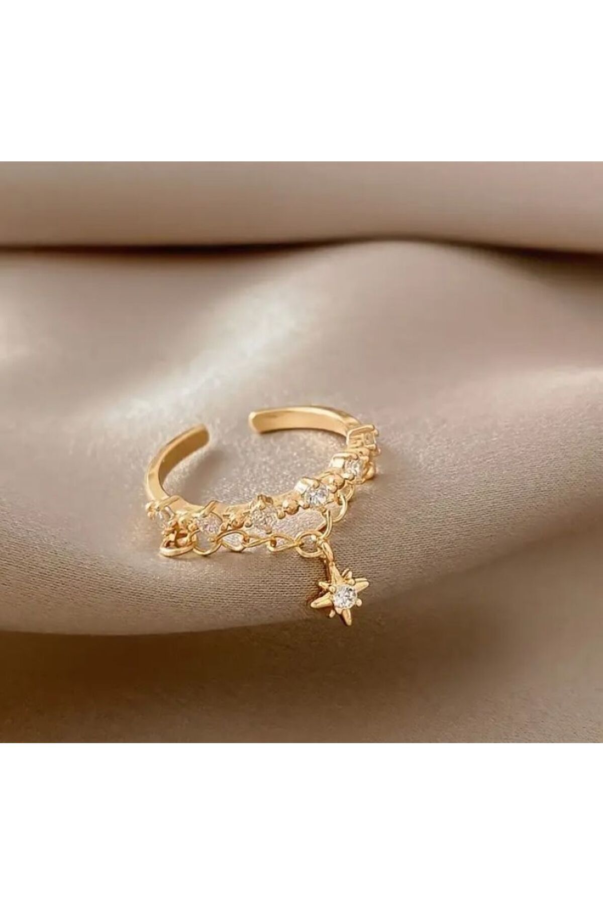 Yıldız Detaylı, Zincirli, Ayarlanabilir, Sallantılı Yüzük