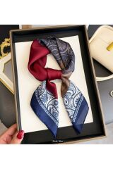 2 Tonlu, Paisley Desenli, Güneşten Koruyan, Rüzgar Geçirmez, Çift Taraf Baskılı, Fular, Eşarp 70x70