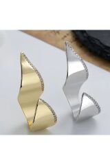 Zirkonyum Taşlı, 18Ayar altın Kaplama, Ayarlanabilir Asimetrik Yüzük