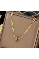 14K Altın Kaplama, Çift Katmanlı, Paslanmaz Çelik Kolye, Zincir