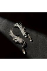 Gümüş Kaplama Göz Alıcı Melek Kanadı Taşlı Küpeler