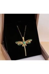 18K Altın Kaplama, Paslanmaz Çelik, Yusufçuk Temalı Zincir Kolye