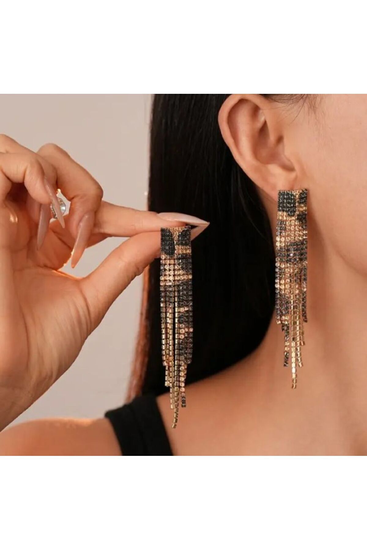 Leopar, Yapay Elmas, Işıltılı Çarpıcı Küpe