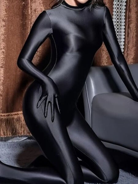 Parlak, Sırt Fermuarlı, Göz Alıcı Full Bodysuit Vücut Çorabı (Standart Beden)