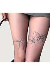 Kelebek Dövmeli Külotlu Çorap