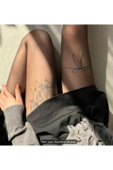 Kelebek Dövmeli Külotlu Çorap