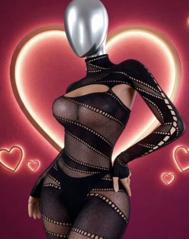 Dekolteli, Şapkalı, Yüksek Elastikiyetli, Nefes Alabilen Full Bodysuit Vücut Çorabı 40-75 Kg