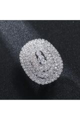 Gümüş Kaplama Yapay Elmas Abartı Yüzük