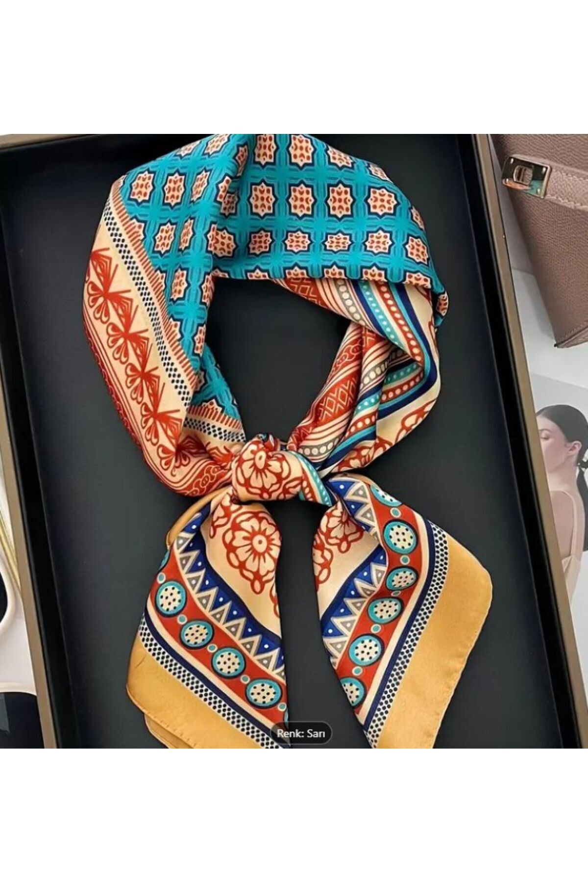 Paisley Desenli, Vintage, Güneşten Koruyan, Rüzgar Geçirmez, Çift Taraf Baskılı, Fular, Eşarp 70x70