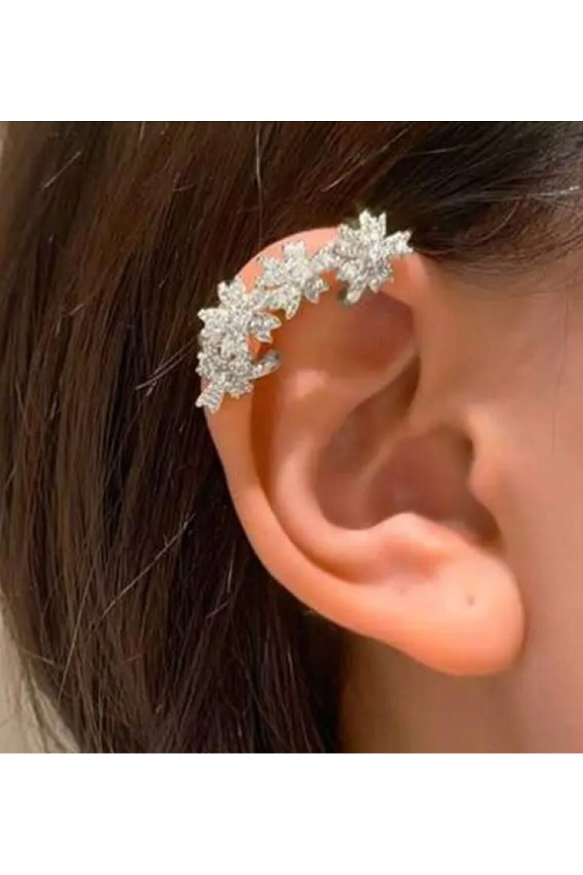 Platin Kaplama, Zirkon Detaylı, Kulap Kepçesi Klipsi