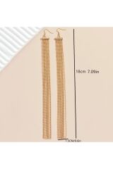 Işıltılı Püskül Dangle Gold Küpe