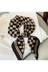 Kareli, Bohem, Güneşten Koruyan, Rüzgar Geçirmez, Çift Taraf Baskılı, Fular, Eşarp 70x70