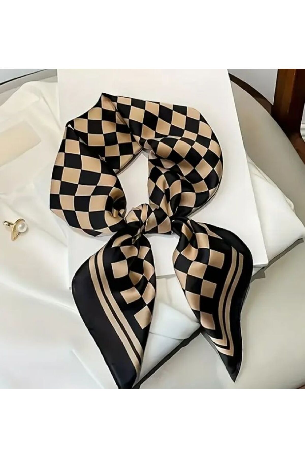 Kareli, Bohem, Güneşten Koruyan, Rüzgar Geçirmez, Çift Taraf Baskılı, Fular, Eşarp 70x70