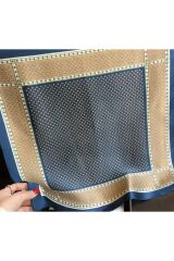 Lacivert Zarafeti, Hafif, Güneşten Koruyan, Rüzgar Geçirmez, Çift Taraf Baskılı, Fular, Eşarp 70x70