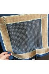 Lacivert Zarafeti, Hafif, Güneşten Koruyan, Rüzgar Geçirmez, Çift Taraf Baskılı, Fular, Eşarp 70x70