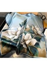 Lotus Çiçeği, Hafif, Güneşten Koruyan, Rüzgar Geçirmez, Çift Taraf Baskılı, Fular, Eşarp 70x70