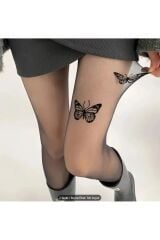 Kelebek Figürlü Külotlu Çorap 40Kg-65Kg