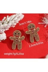 Noel, Yılbaşı Küpeleri, Işıltılı Taşlı, Zencefilli Kurabiye Adam