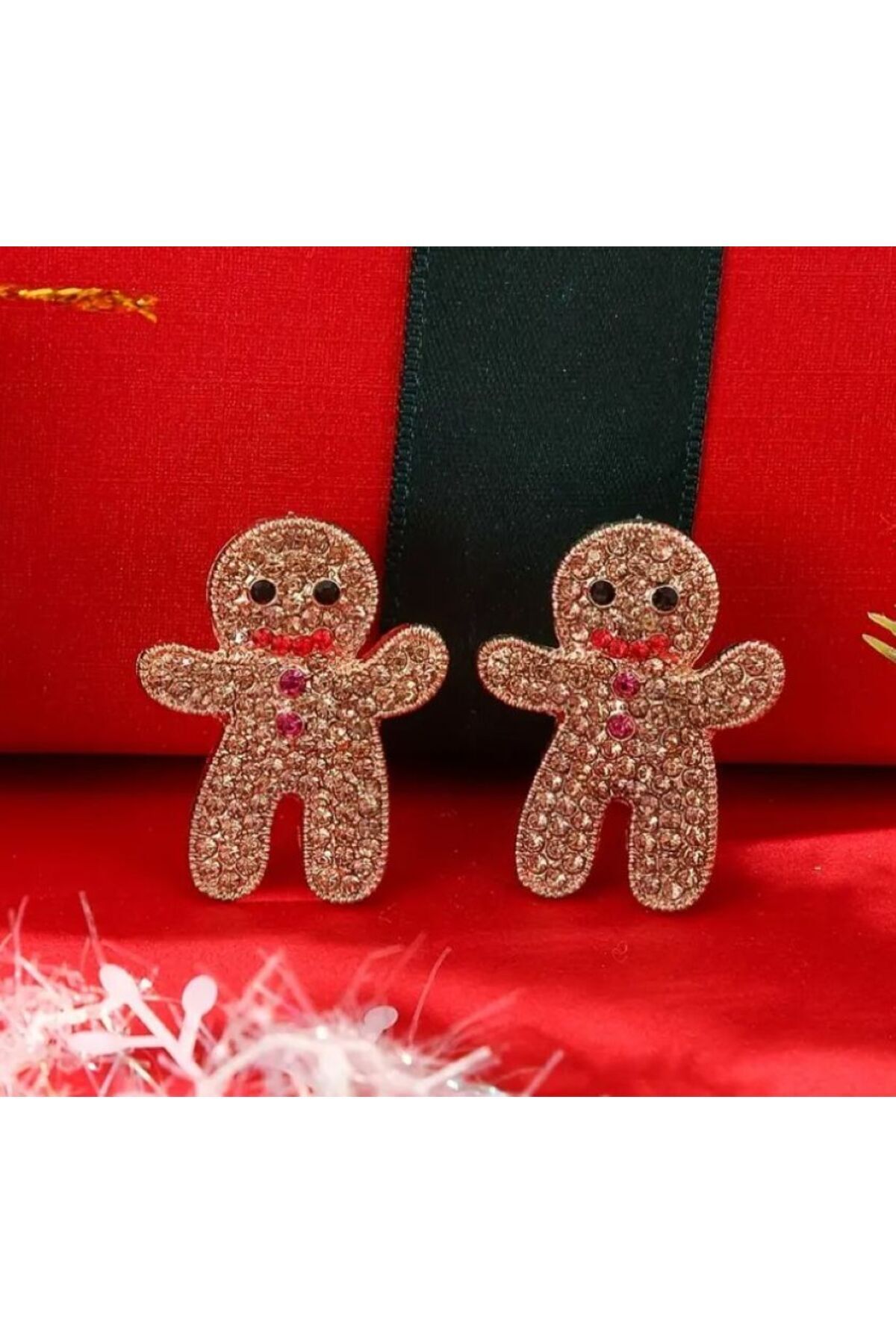 Noel, Yılbaşı Küpeleri, Işıltılı Taşlı, Zencefilli Kurabiye Adam