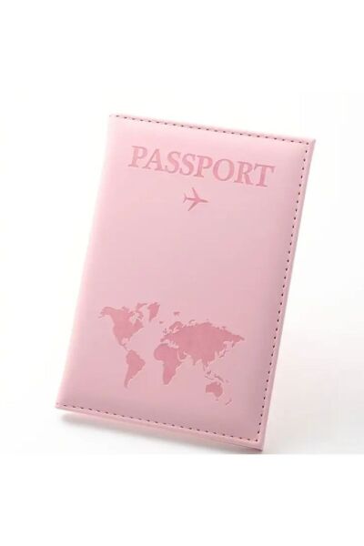Pasaport Kılıfı, Dünya Temalı, Vegan Deri, Seyahat Cüzdanı, Pratik Kullanım