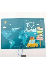 Pasaport Kılıfı, Karikaturize Seyahat Temalı, Eğlenceli, Seyahat Cüzdanı, Pratik Kullanım