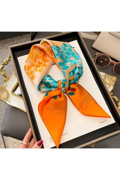 Akcaagac Yaprak Desenli, Güneşten Koruyan, Rüzgar Geçirmez, Çift Taraf Baskılı, Fular, Eşarp 70x70